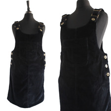 Primark Corduroy Dress Black 60s Style RETRO Pinafore Cord Dungaree Dress 8