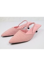 Womens Pink Slingback Kitten Heel Mules Pointed Toe Size 42 UK 8 r1642