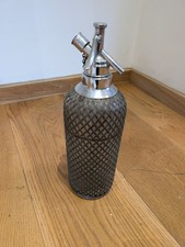 Antique Braided Metal Mesh Soda Siphon, Glass Bottle Made in Czechoslovakia