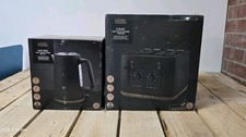Black & Wood Scandi Matt Black Effect Fast Boil 1.7L Kettle 4 Slice Toaster Set