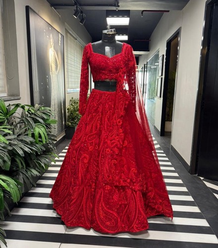Indian red paisley bridal - red,