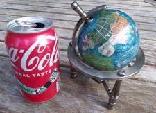 GEMSTONE WORLD GLOBE  - LOVELY DISPLAY PIECE - PEWTER COLOURED BASE
