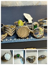 Job Lot Of  Vintage 925 Sterling Silver Rings X 9 Incl.9ct Gold On Sil.Gemstones