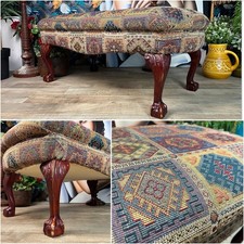 Vintage Upholstered Stool Long