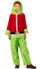 Kids Santa Grinch Costume Xmas Cosplay Men Christmas Santa Fancy Dress Full Set