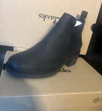 Clarks Ladies Ankle Boots MEMI ZIP Black Leather UK 5 E /EU 38 Wide fit