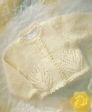 Baby Cardigan with Flower motif Knitting Pattern DK Picot edge  16-22" 471