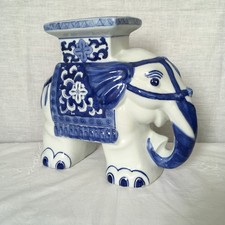 Oriental Elephant Plant Stand Blue and White Ceramic Indoor/Outdoor