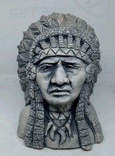 Vintage Native American Indian Chief Head Bust Statue ceramic Figure Ornament. 