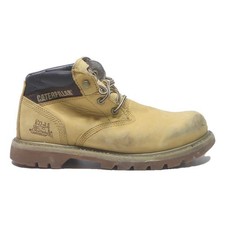 CAT Mens Leather Chukka Boots Yellow Black UK 9 Work Lace-Up Durable Sturdy