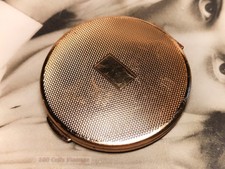 Small Art Deco Gold tone Vintage Powder Compact: Kigu Makeup Mirror-0v