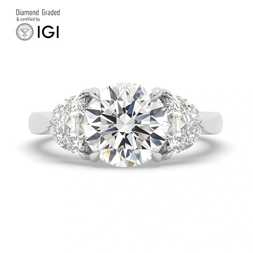 Round diamond trilogy ring 18k - trilogy,