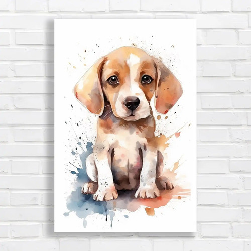 Watercolor beagle puppy - beagle,