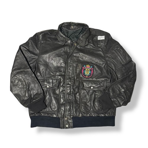 Vintage black leather - leather, bomber