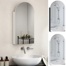 Arched Bathroom Mirror Cabinet with Adjustable Glass Shelves