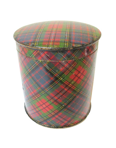 Antique tartanware tape casket - tartanware,