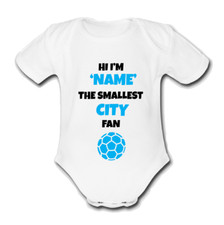 man @ CITY Babygrow Baby vest grow gift custom FOOTBALL Personalised MANCHESTER