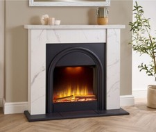 WHITE MARBLE EFFECT FIREPLACE
