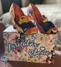 IRREGULAR CHOICE *OZ* WOVEN COURT SHOE WITH NAVY BOW & CLEAR HEEL ~ UK 5 (38)