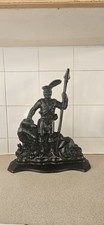 19th Century Antique Cast Iron Door Stop Scotish Highlander Figure. Heavy Duty