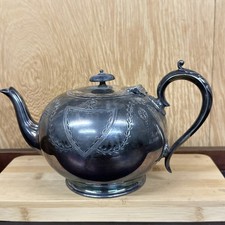 ANTIQUE BRITANNIA METAL EPNS  PUMPKIN SHAPED TEAPOT (543a)