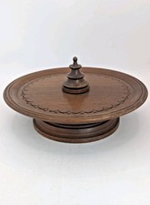Vintage Wooden Circular Rotating Pedestal Cake Stand A94 P675
