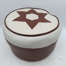 Vintage Sherborne 1960's Retro White & Brown Star Design Pouffe Footstool Prop