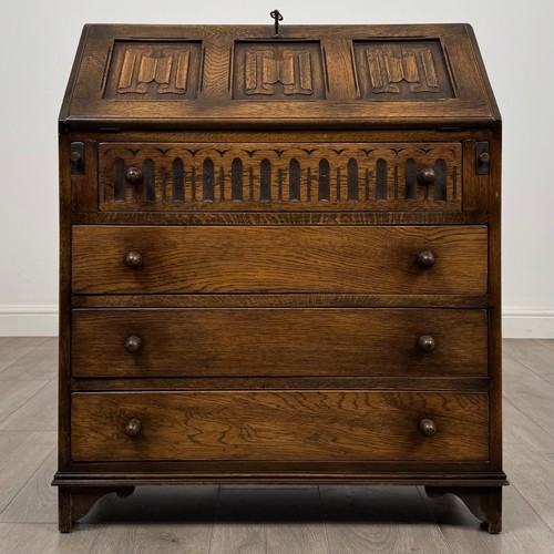 Antique carved oak linenfold - antique,