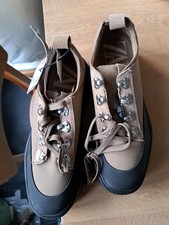 Ladies Beige Lace Up Shoes