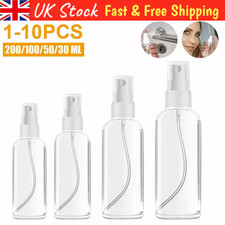 30/50/200ml Plastic Transparent Spray Bottle Refillable  Small Travel Mist Empty