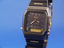 Vintage Seiko Quartz  H601/5450.Black / Gold 1980's . Very Good . New Battery
