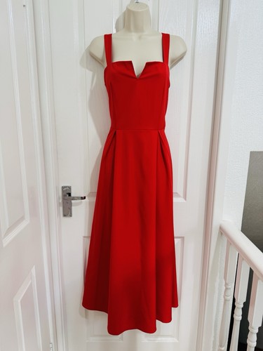 Red midi dress size large - l,