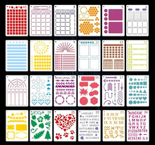 24PCS Journal Planner Stencil Set | A5 Diary Templates for Bullet Journals