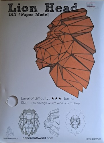 Lion head diy paper model - 3d,