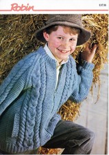 ~ Robin Knitting Pattern For Child's Zip-Up Cabled Aran Jacket ~ 22" ~ 32" ~