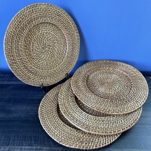 Set round woven wicker - 4, 14”