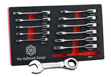 STUBBY RATCHET SPANNER WRENCH SET, 12 PIECE, 8-19MM BRITOOL HALLMARK