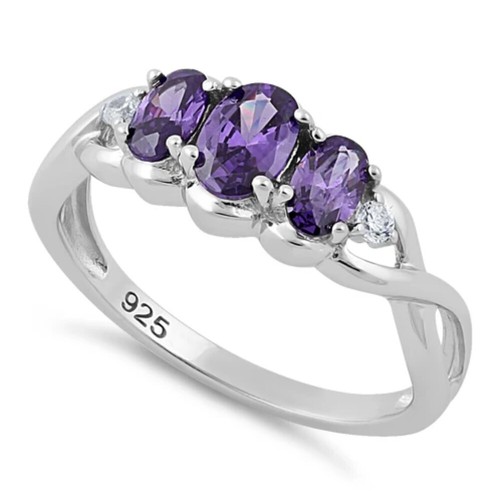 925 sterling silver purple - purple, cz
