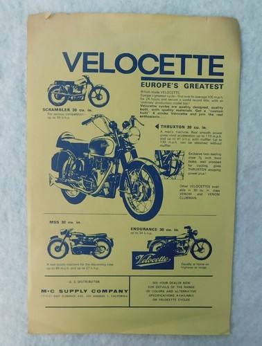 Velocette motorcycle brochure - velocette,