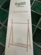 Kids Pine Wood Clothes Rail Nursery - Mini Coat Stand W/Canvas Shoes Rack New