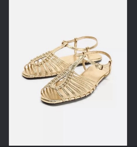 Zara gold flat sandals - zara,