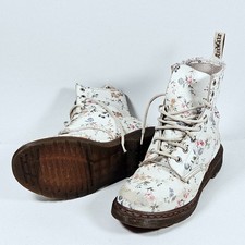 Dr Martens Little Flowers White Floral Leather Boots Model 11821 UK Size 7 Used