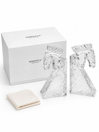 Crystal horse head - crystal, bookends