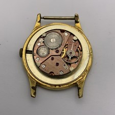 Vintage Mens Gold Plated Watch Head, Swiss Made, 17 Jewels Peseux 320 Movement