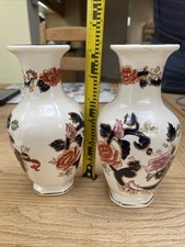 A pair of Masons Ironstone Mandalay  Blue Vase  16cm