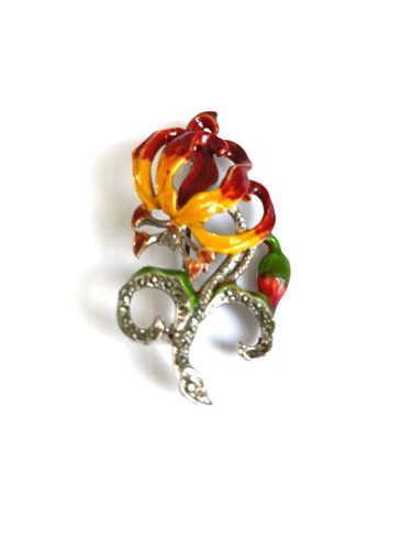 Vintage enamel marcasite - enamel,