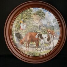 Wedgwood Life  On The Farm plate in wooden wall frame  1989 A Cooling Drink