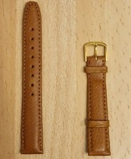 Vintage Genuine Pigskin 14/16/18mm Tan Padded Leather Watch Strap, New Old Stock
