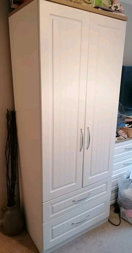 White wardrobe with drawers - ,