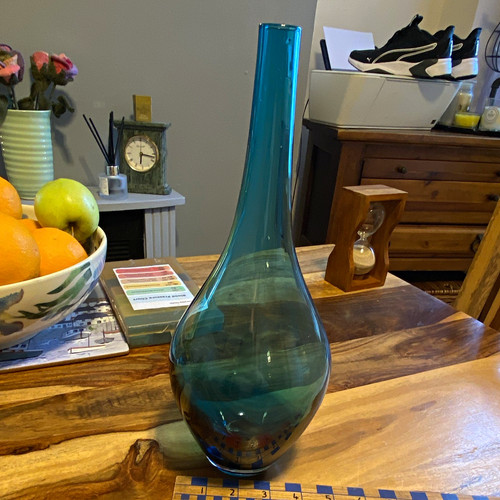 Blue glass teardrop - glass, bottle